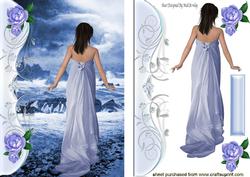 Pretty Lady Strolling by the Blue Sea