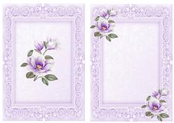 Purple Magnolias in Lace Frames, A5 Insert