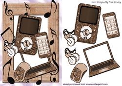 Brown Laptop with Matching Mp3 Player and Mobile Phone