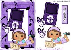 Birthday Girl with Her Laptop and Mp3 Player