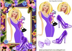 Pretty Girl in Pansy Frame with Sparkly Shoes