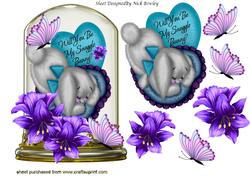 Be My Snuggle Bunny, in a Dome with Flowers and Butterflies