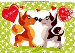 Be Mine! Cute Pair of Dogs Sharing the Love A4