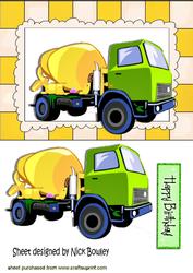 Cement Mixer Truck, in Check Frame
