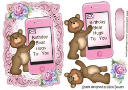 Little Teddy with Birthday Mobile, and Roses