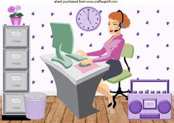 Lady in Office on Her Computer A4