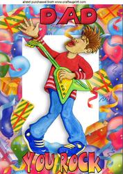 Dad U Rock! in Balloon Frame A4