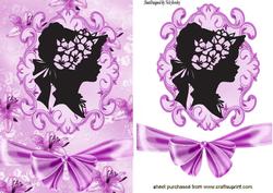 Vintage Silhouette Lady in Ornate Frame , Topper & Bow
