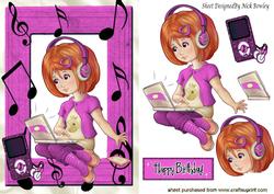 Girl with Her Laptop in Pink & Mp3 Player Lets Make Music
