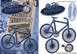 Old Vintage Town with Steampunk Bike and Fob Watch