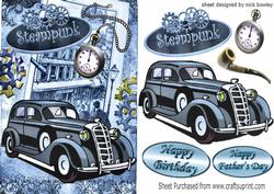 Blue Vintage Sudan Car with Steampunk