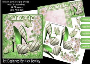 Pretty Green Shoes, Butterflies & Flowers 8x8 Mini Kit