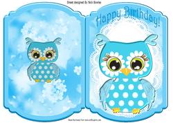 Pretty Turq Owl in Flowers on Lace Quick Card