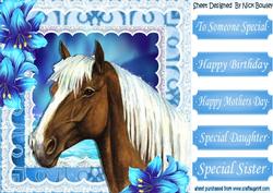 Beautiful Palomino in Fantasy Design with Flowers 8x8