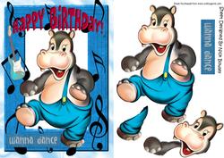 Wanna Dance! Dancing Hippo in Music Frame