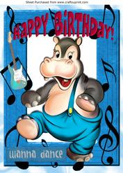 Wanna Dance! Dancing Hippo in Music Frame A4