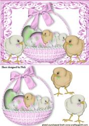 Cute Little Basket of Chicks and Easter Eggs