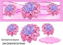 Flower Border of Pink Chrysanthemums Dl Card