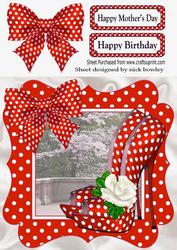 Lovely in Red, Polka Dot Shoes Bow and Frame 8x8