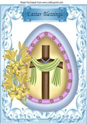 A Pretty Egg Holding a Cross with Shawl and Daffodils A4