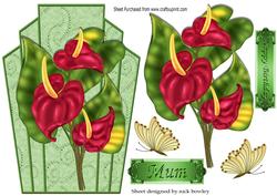 Pretty Exotic Anthuriam Flower on Art Deco Topper