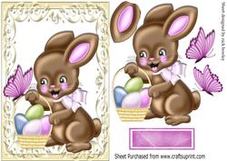 Cute Easter Bunny with Basket of Easter Eggs