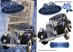 Vintage Black Car with Steampunk and Rose