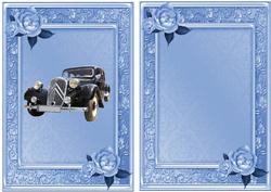 Vintage Black Car with Blue Roses A5 Insert