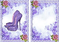 Pretty Purple Polka Dot Shoes with Roses A5 Insert