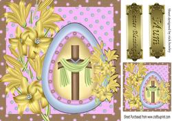 Easter Blessings Cross with Daffodils 8x8