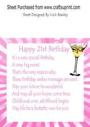 8x8 Insert, for 21st Birthday