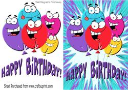 Funny Face Balloons with Purple Words for Birthday