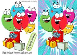 Cartoon Faces Balloons with Presents!