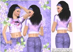 Pretty Girl Posing in Purple Headband, Jeans & Flowers 8x8