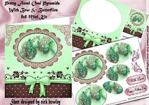 Pretty Green Floral Oval Pyramids with Bows 8x8 Mini Kit