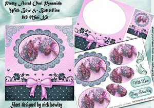 Pretty Pink Floral Oval Pyramids with Bows 8x8 Mini Kit