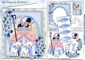 Little Bo Peep with Her Little Lambs and Flowers 8x8 Kit