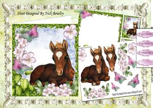 Cute Sleepy Brown Foal Among the Flowers 8x8 Mini Kit