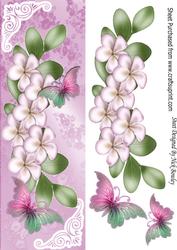 Cascading Pink Flowers with Butterflies Tall Dl