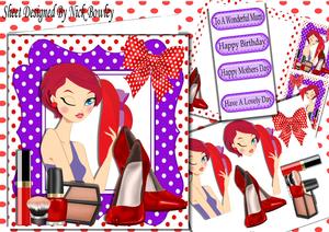 Red Hat Lady with Her Red Lippy & Red Shoes 8x8 Mini Kit