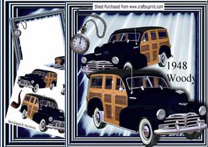 1948 Black Vintage Woody Car, 8x8 Mini Kit