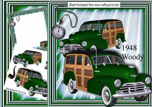 1948 Green Vintage Woody Car, 8x8 Mini Kit