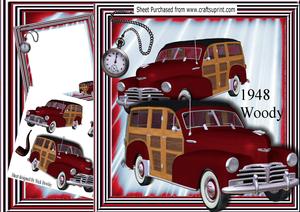 1948 Red Vintage Woody Car, 8x8 Mini Kit