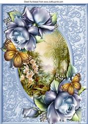 Early Morn! Adorned with Blue Roses A4