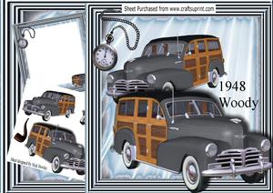 1948 Silver Vintage Woody Car, 8x8 Mini Kit