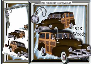 1948 Brown Vintage Woody Car, 8x8 Mini Kit