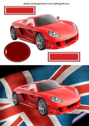 Red Sports Car on the Union Jack Flag