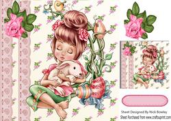 Sweet Dreams Litle Girl with Her Easter Bunny 8x8
