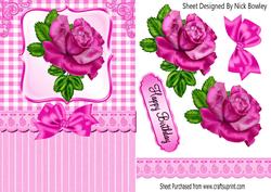 Pretty Cerise Rose with Gingham and Bow