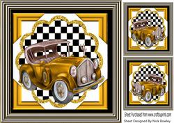 Gold Vintage Car with Chequered Frame 8x8